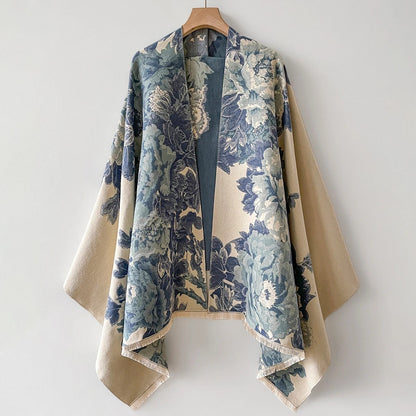 Messina Floral Cashmere Wrap - Azure Floral