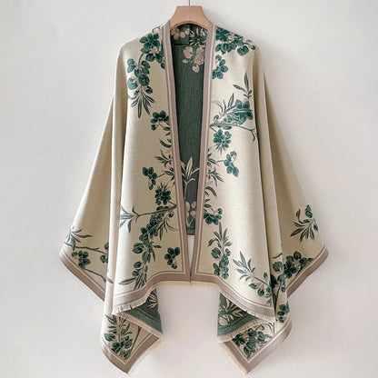 Messina Floral Cashmere Wrap - Forest Bloom