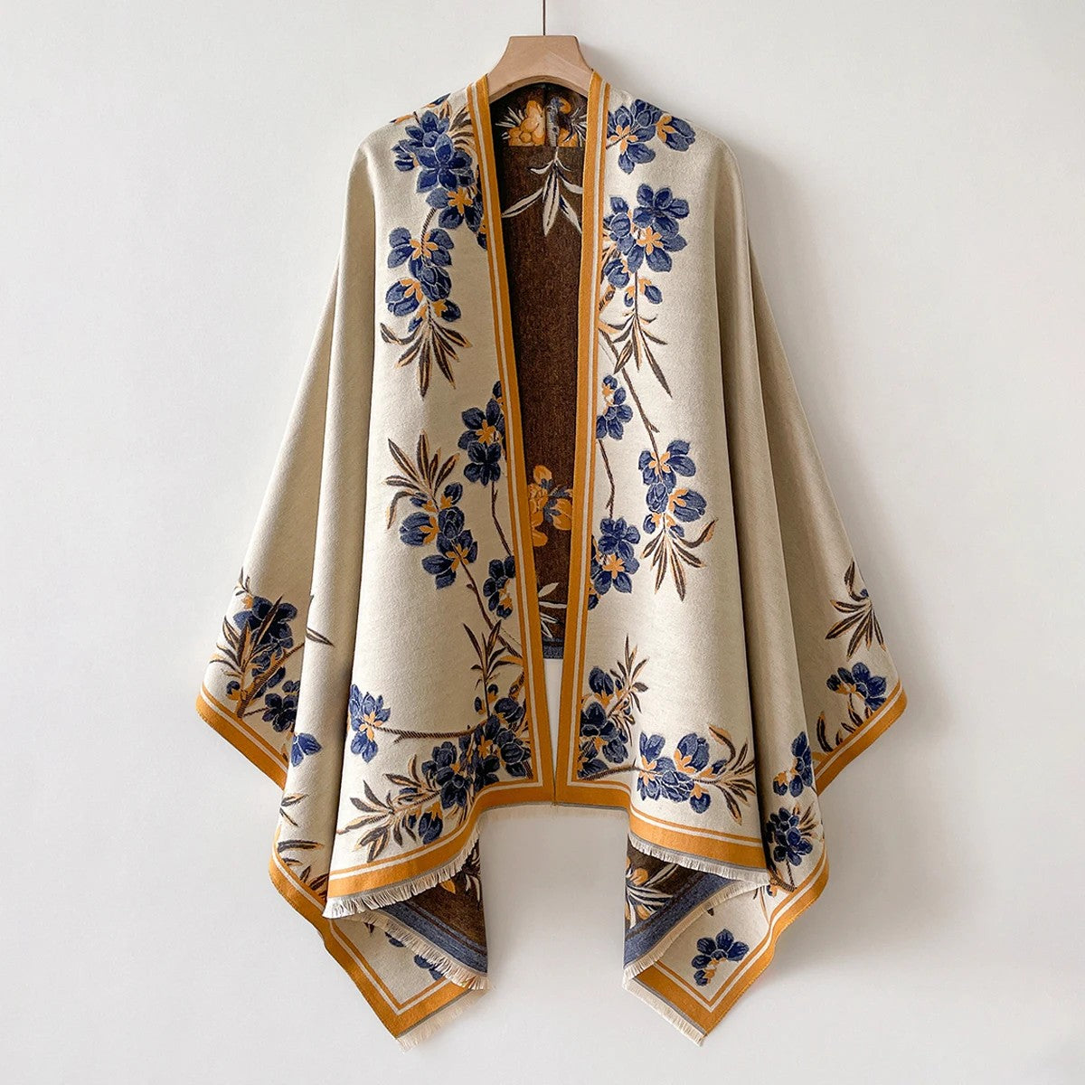 Messina Floral Cashmere Wrap - Marigold Floral