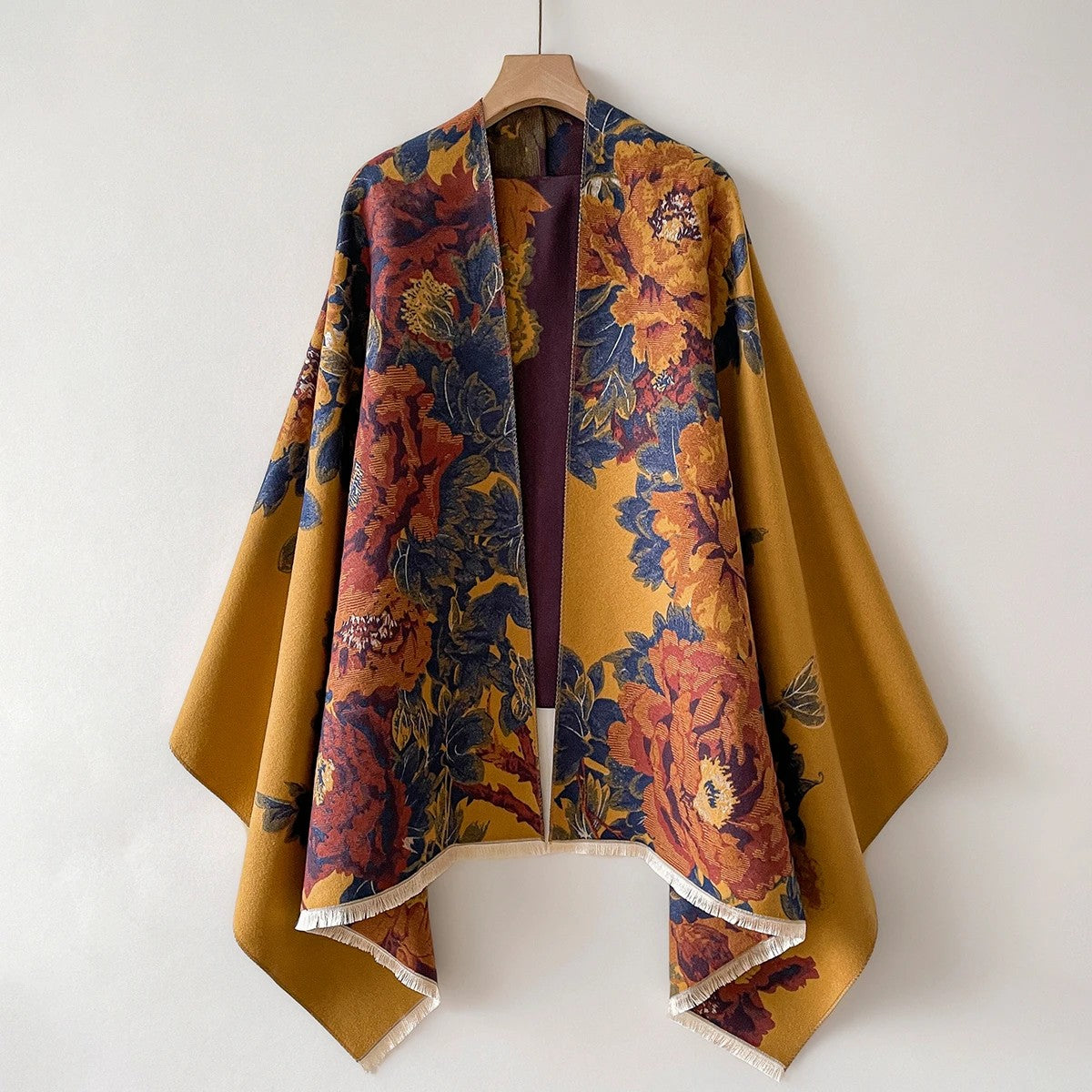 Messina Floral Cashmere Wrap - Sunstone Bloom