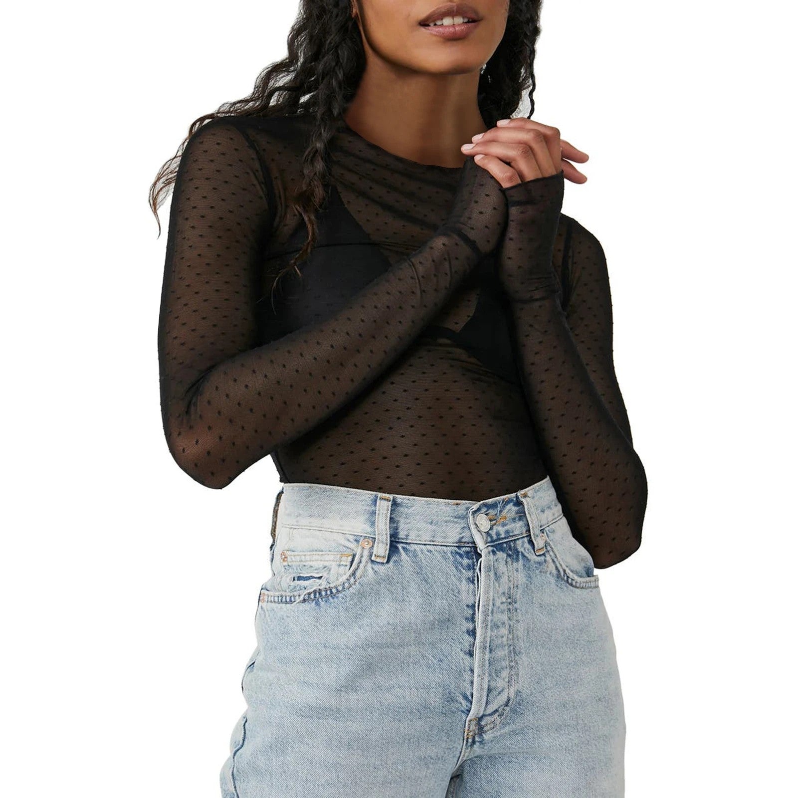 Missy Mesh Tee - Black
