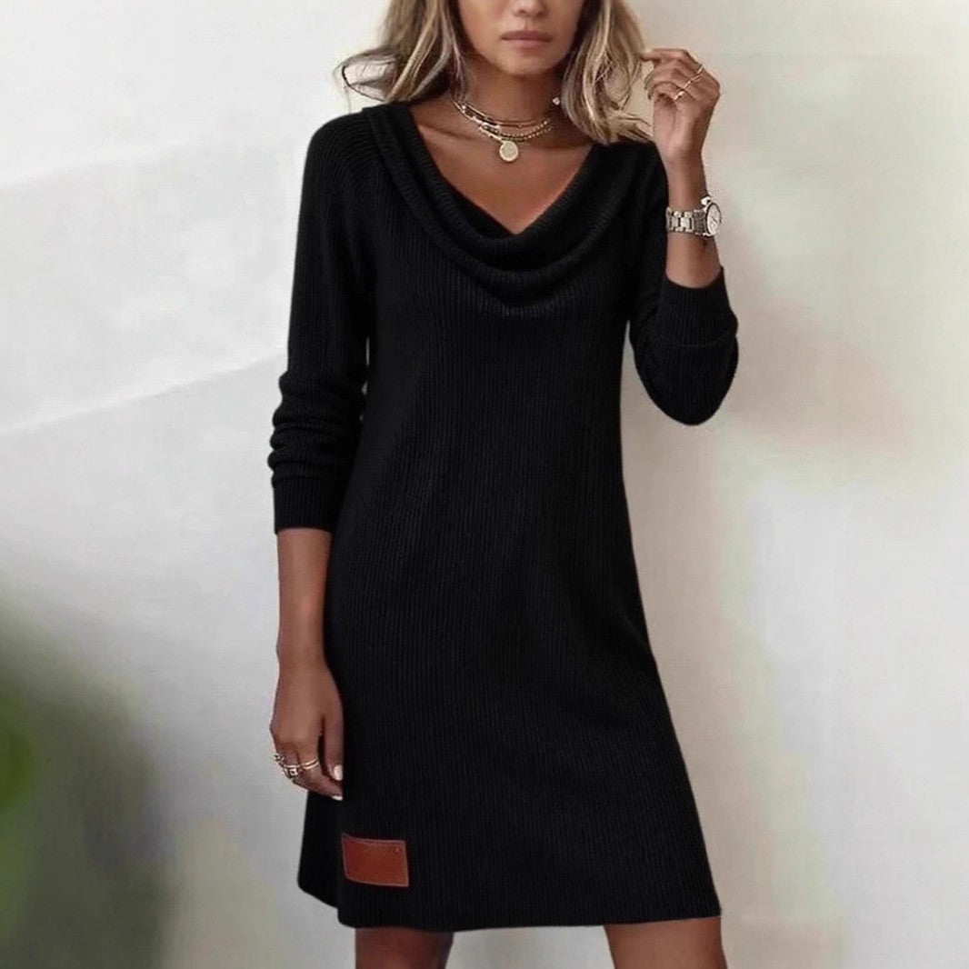 Milano Slim Turtleneck Dress - Onyx Black