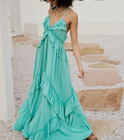 Mirasol Tiered Maxi Dress - Aqua