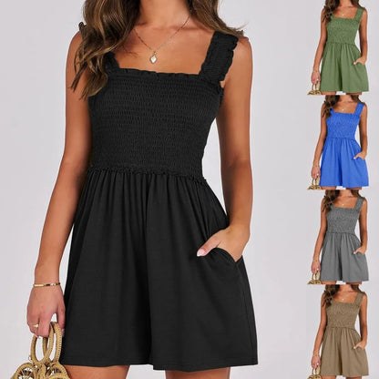 Smocked Cotton Ruffle Midi Dress