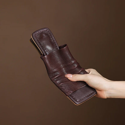 Modena Genuine Leather Pleated Mules