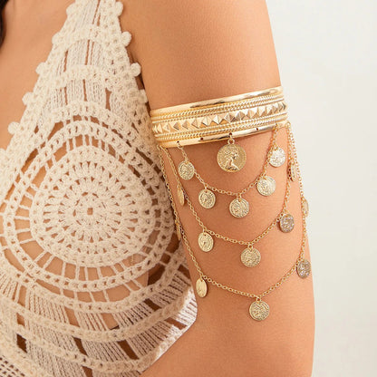 Monaco Tassel Arm Cuff - Leaf Adornment