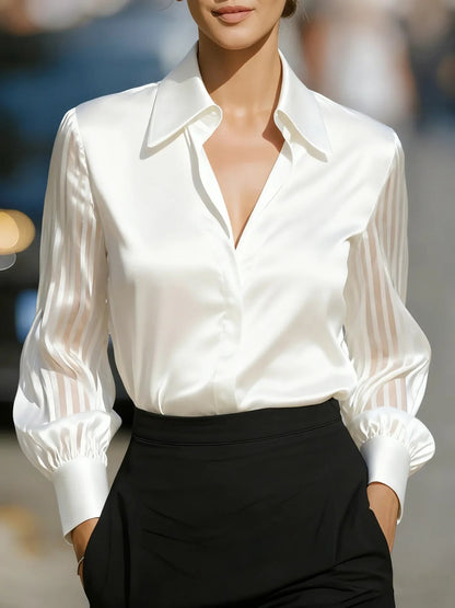 Montreux Satin Sheer Blouse - Optic White
