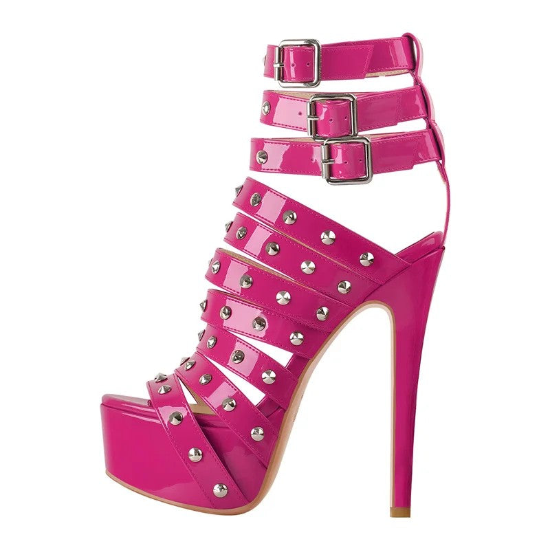 Mulford Patent Leather Sandals - Fuchsia