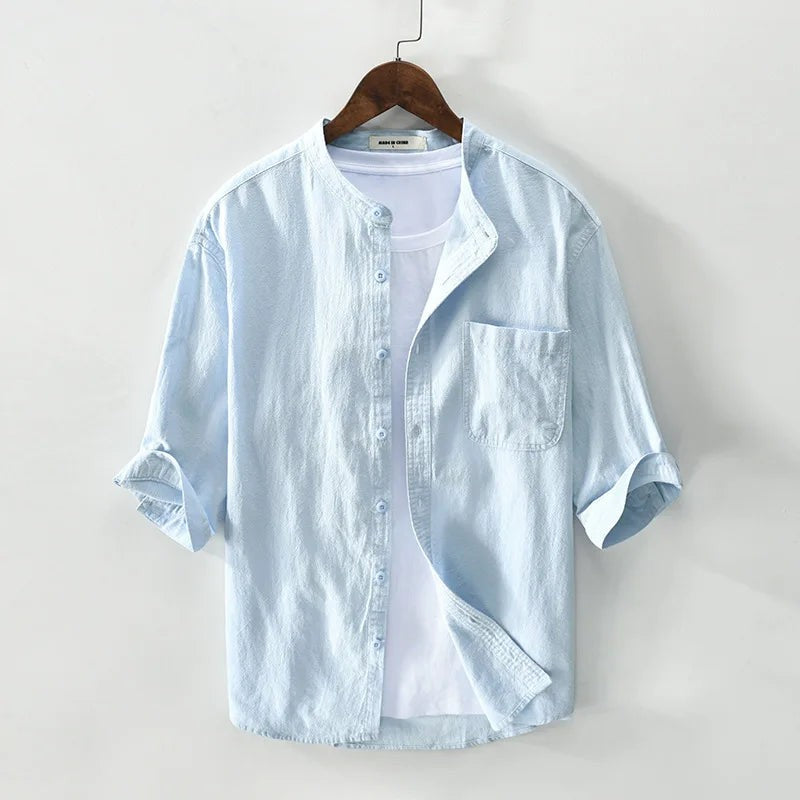 Nantes Cotton Half Sleeve Shirt - Sky Blue