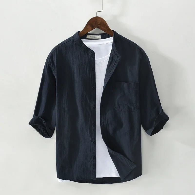 Nantes Cotton Half Sleeve Shirt - Navy