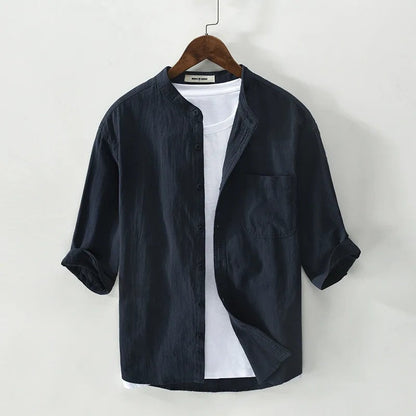 Nantes Cotton Half Sleeve Shirt - Navy