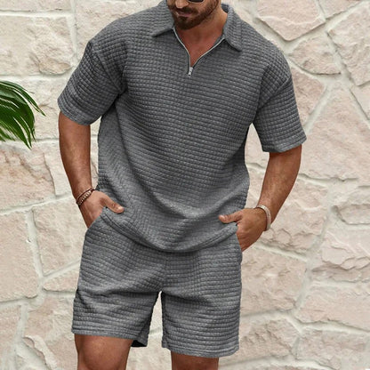 Nantes Lapel Shorts Set - Charcoal