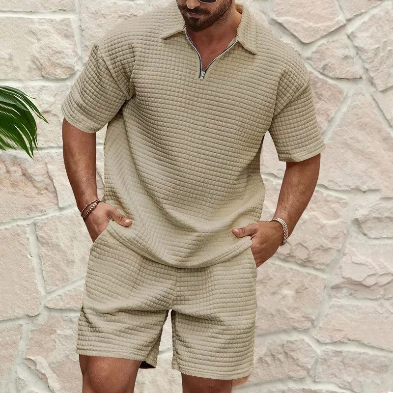 Nantes Lapel Shorts Set - Khaki