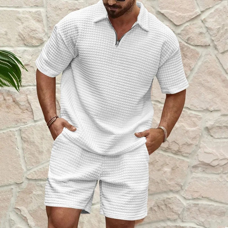 Nantes Lapel Shorts Set - White