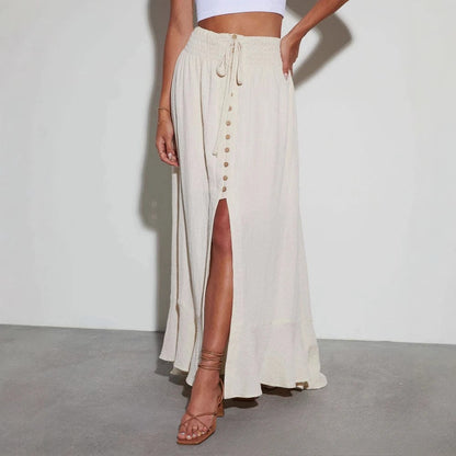 Naxos Split Front Maxi Skirt - Cream