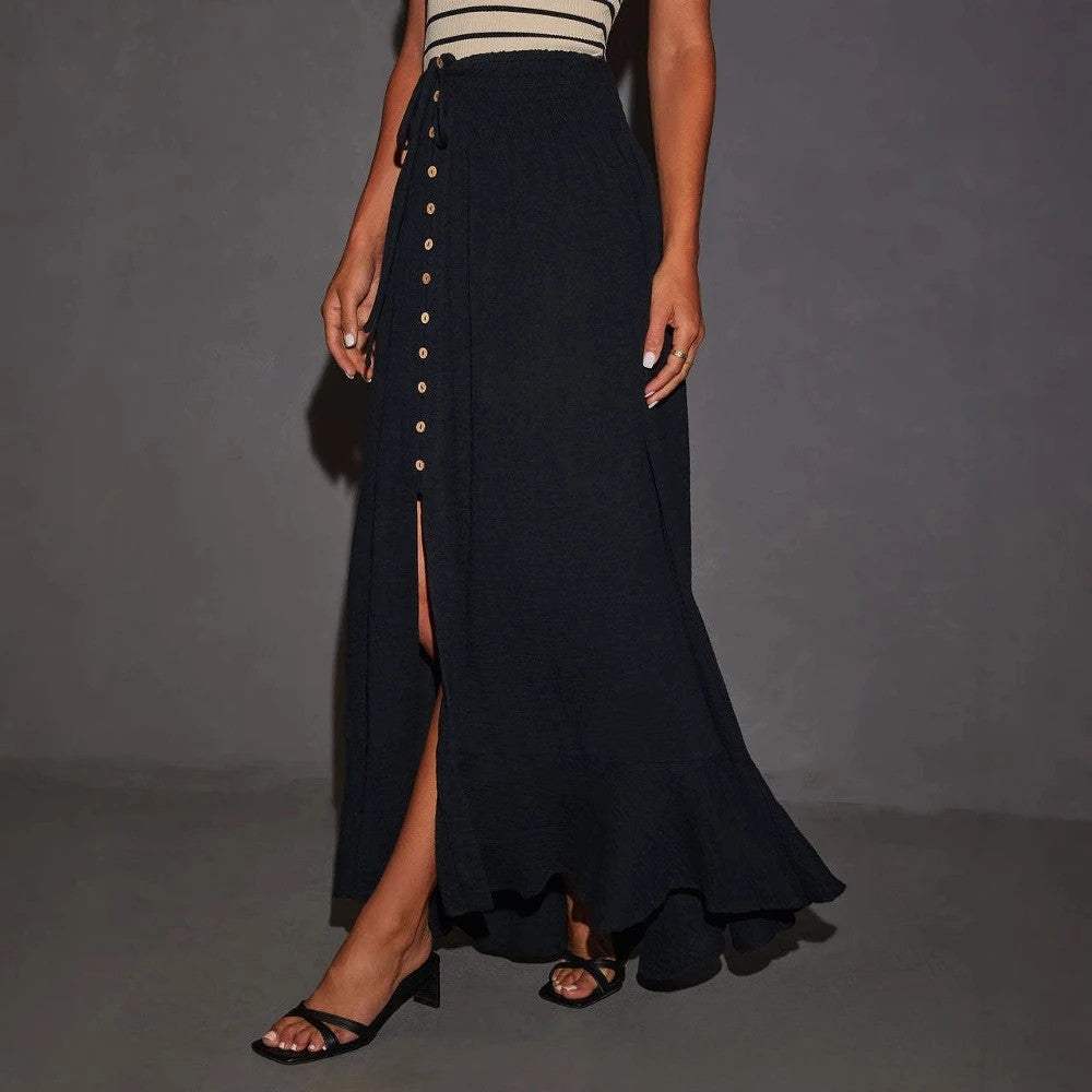 Naxos Split Front Maxi Skirt - Midnight