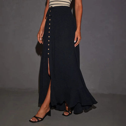 Naxos Split Front Maxi Skirt - Midnight