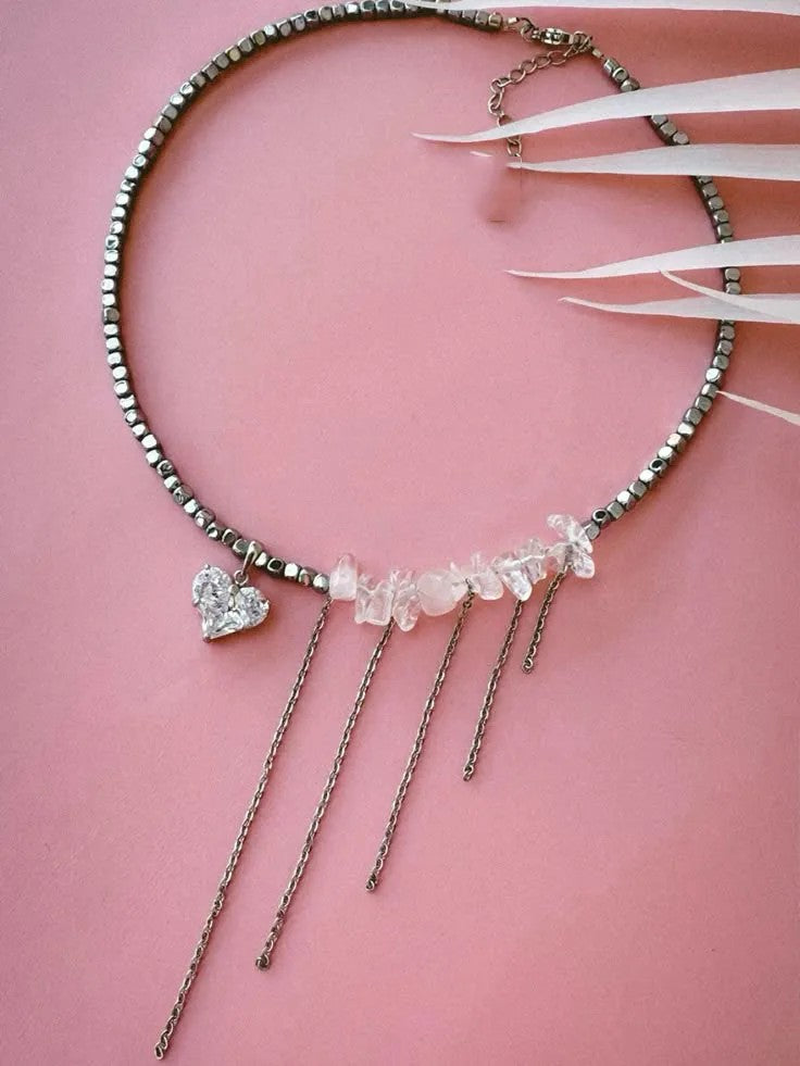 Nera Heart Pendant Necklace - Crystal Bloom Heart