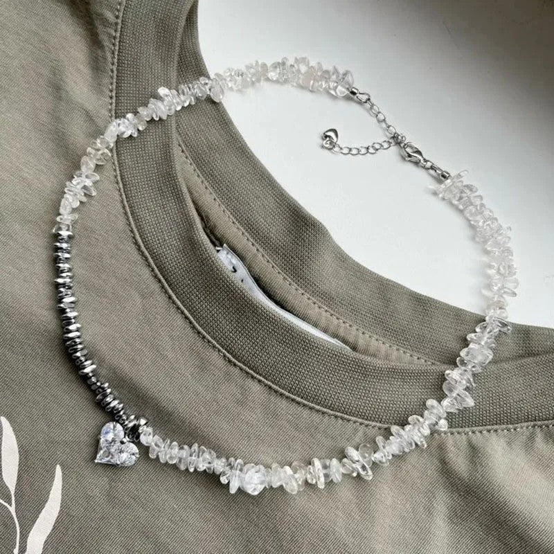 Nera Heart Pendant Necklace - Crystal Heart Shard