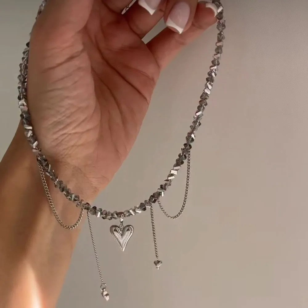 Nera Heart Pendant Necklace - Silver Cascade Heart