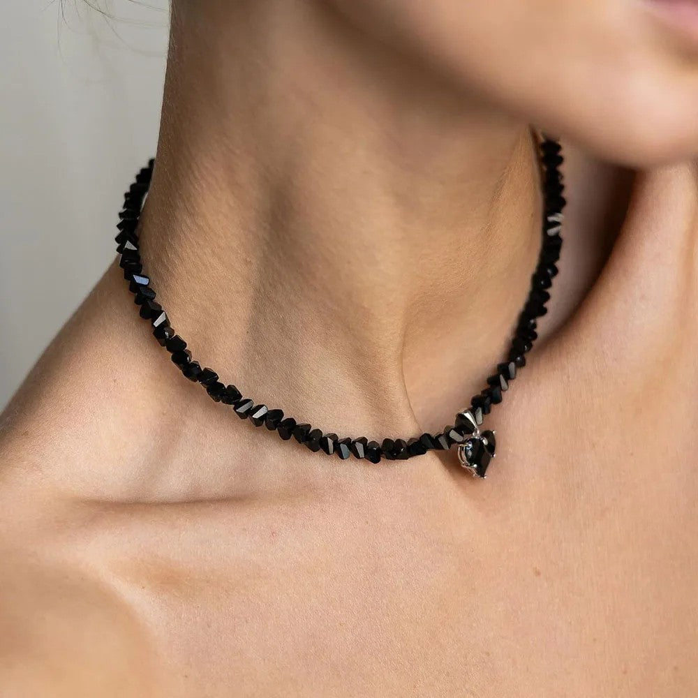 Nera Heart Pendant Necklace - Obsidian Heart