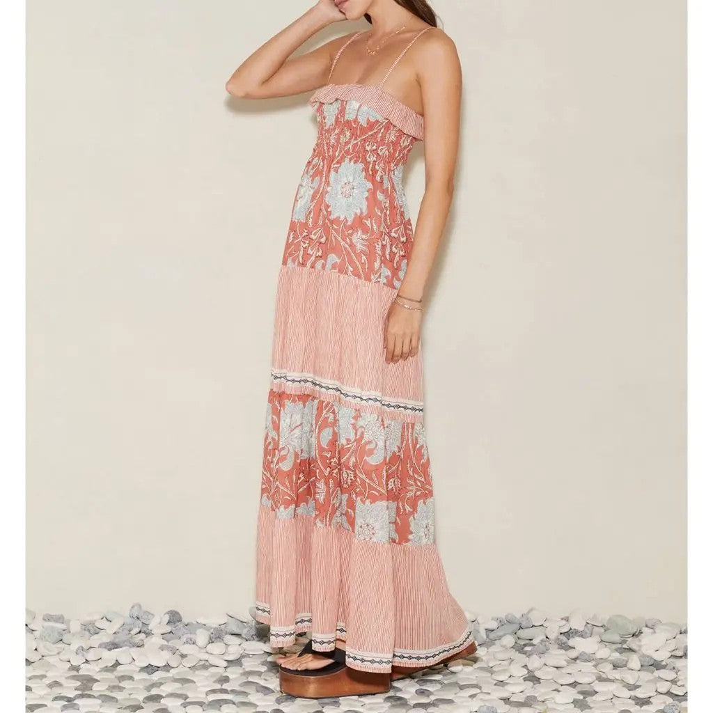 Nimes Floral Tiered Maxi Dress
