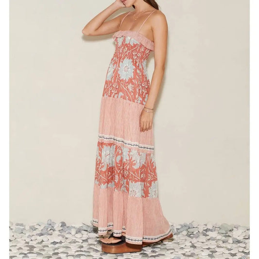 Nimes Floral Tiered Maxi Dress