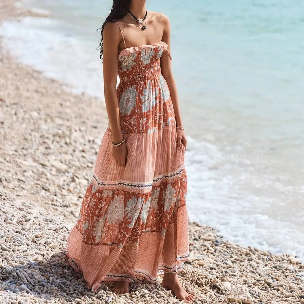 Nimes Floral Tiered Maxi Dress