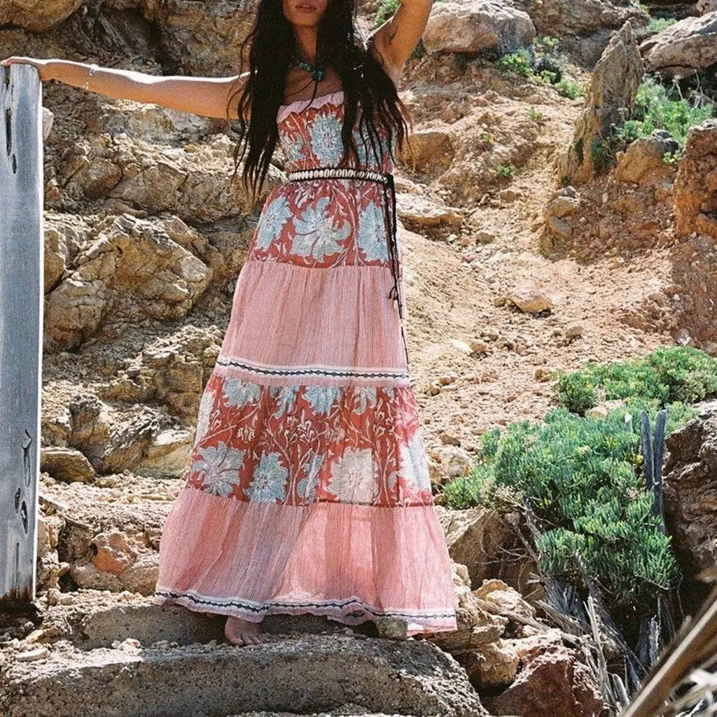 Nimes Floral Tiered Maxi Dress