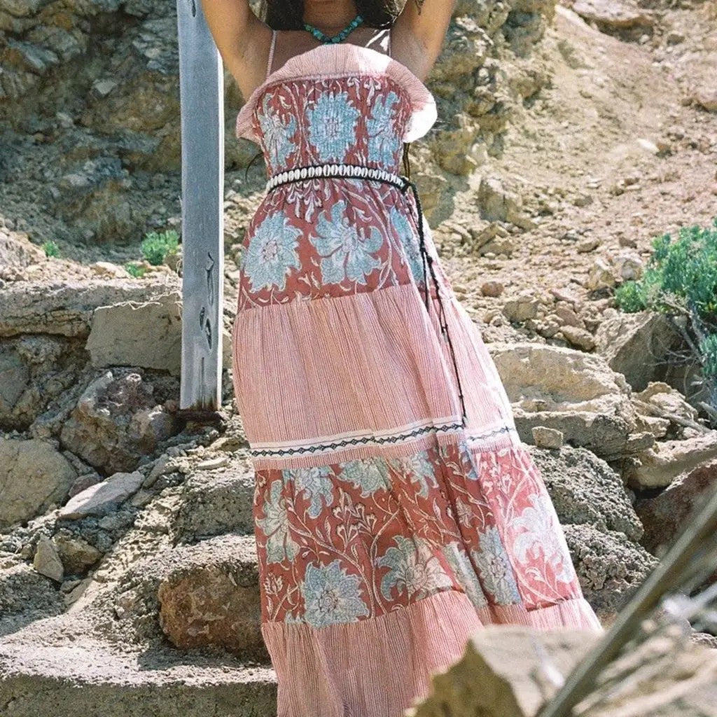 Nimes Floral Tiered Maxi Dress