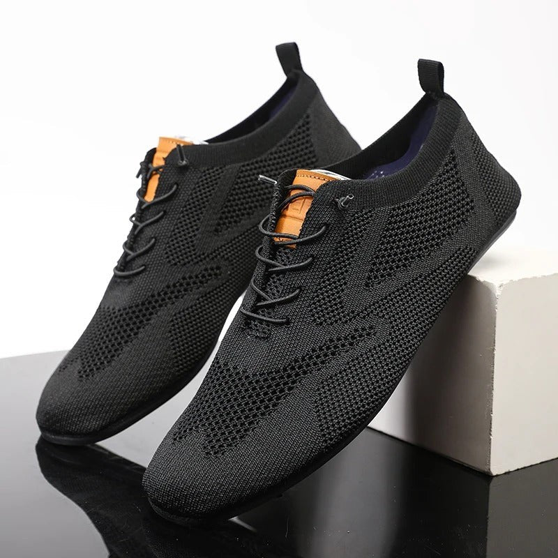 Nola Mesh Knit Slip-Ons - Black