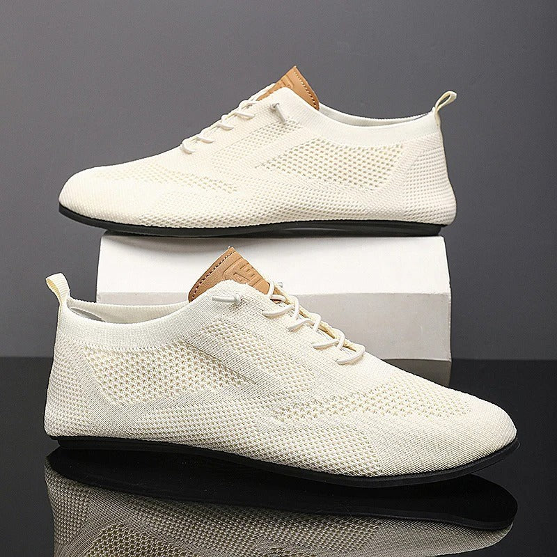 Nola Mesh Knit Slip-Ons - Linen Beige