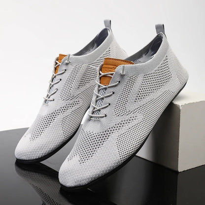 Nola Mesh Knit Slip-Ons - Stone Gray