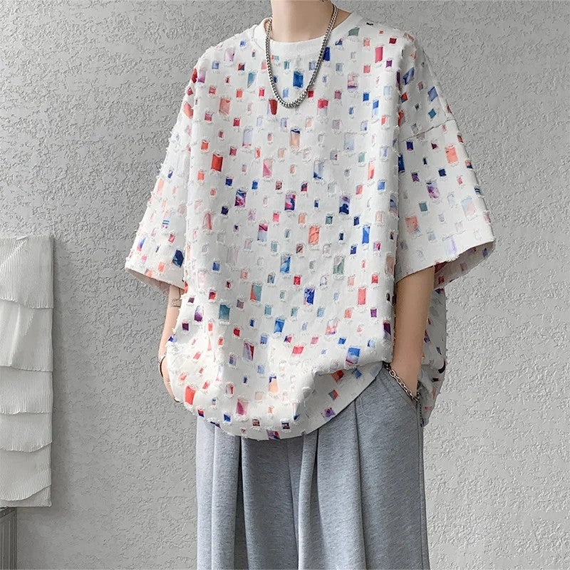 Soho Plaid Mesh T-Shirt - White