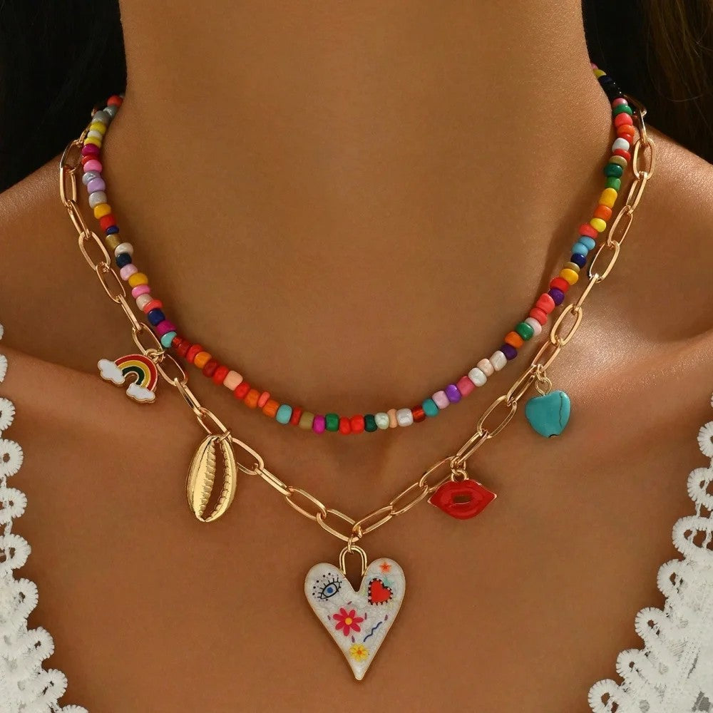 Solana Beaded Charm Necklace