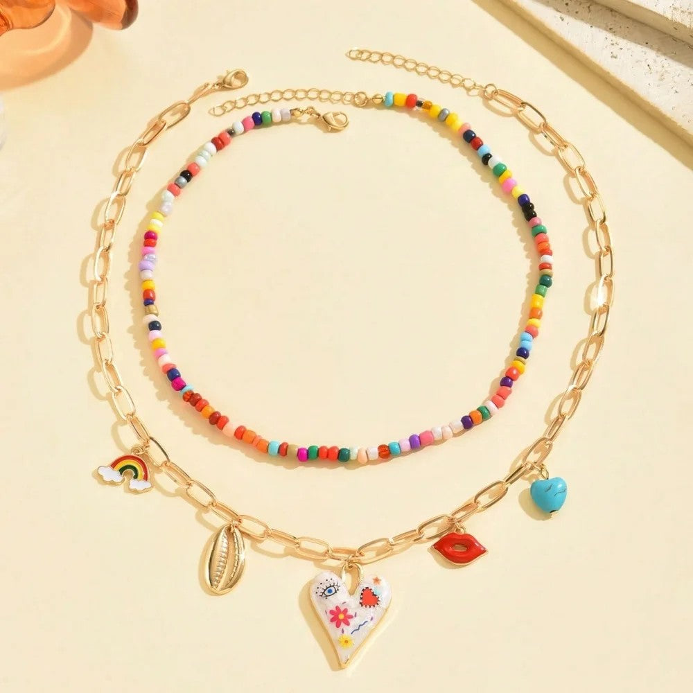 Solana Beaded Charm Necklace