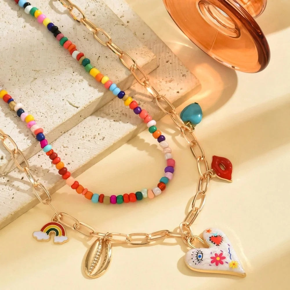 Solana Beaded Charm Necklace