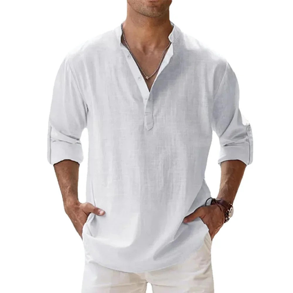 Solana Cotton Linen Henley Shirt