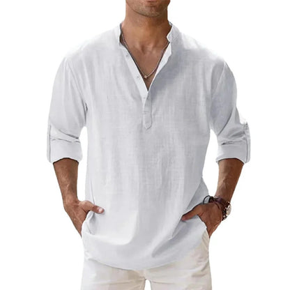 Solana Cotton Linen Henley Shirt