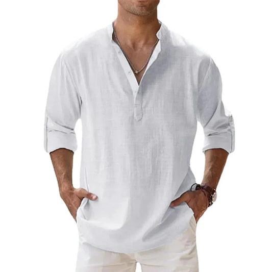 Solana Cotton Linen Henley Shirt