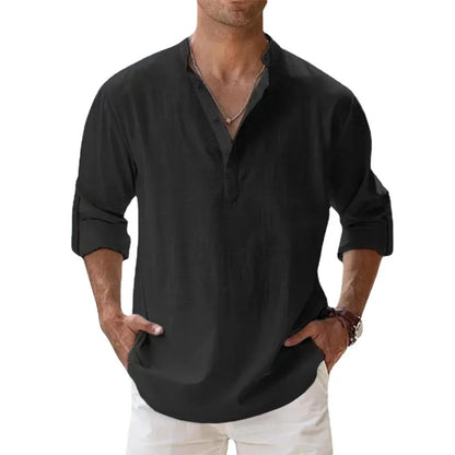 Solana Cotton Linen Henley Shirt