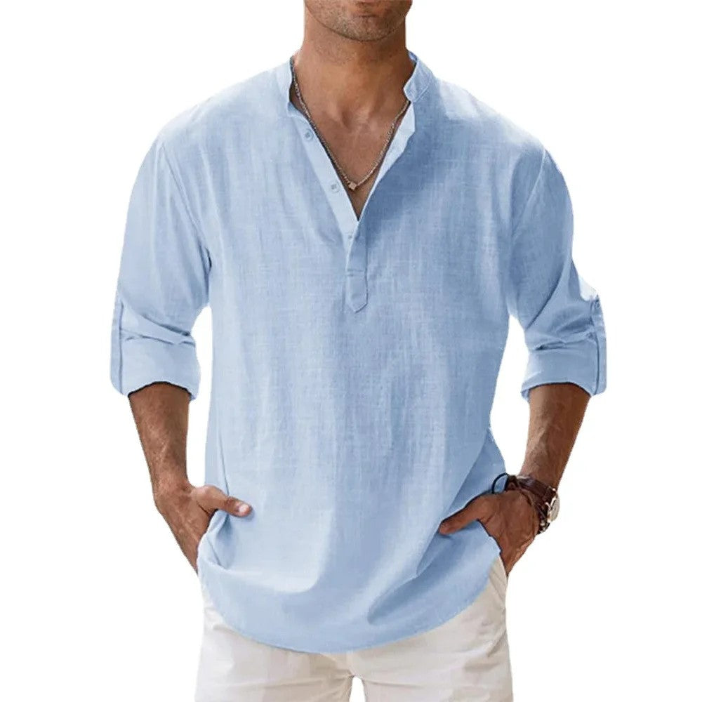 Solana Cotton Linen Henley Shirt
