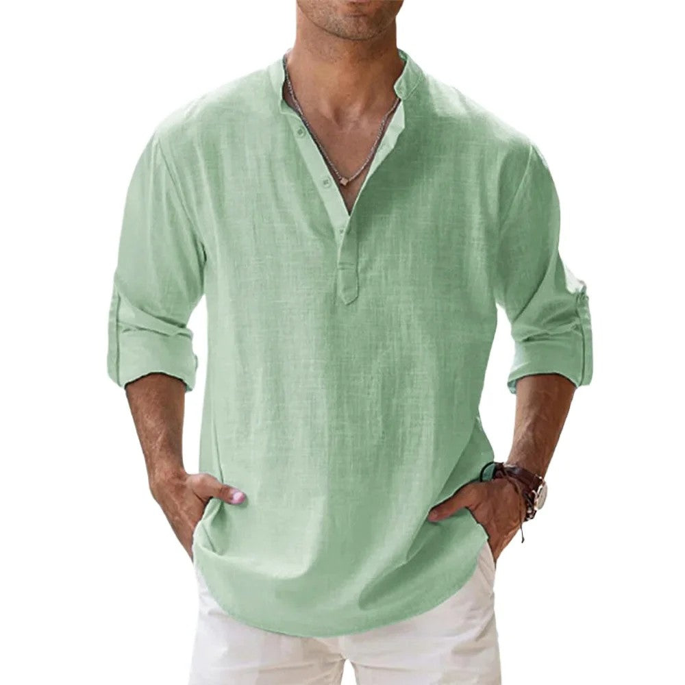 Solana Cotton Linen Henley Shirt