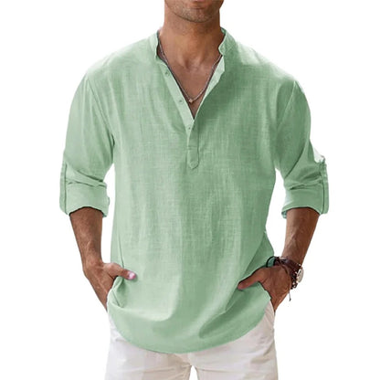 Solana Cotton Linen Henley Shirt