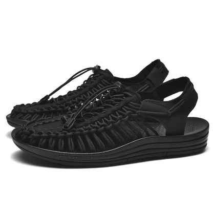 Solana Woven Beach Sandals - Obsidian Black