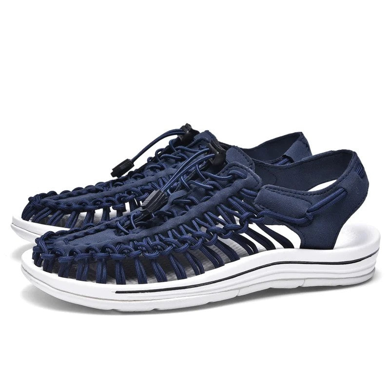 Solana Woven Beach Sandals - Ocean Blue