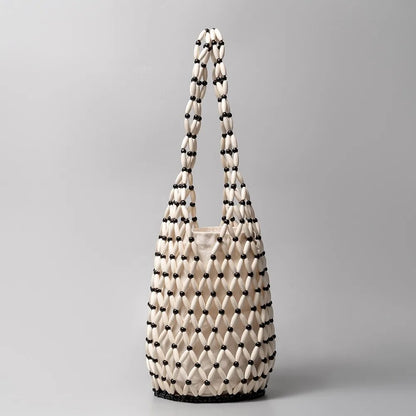 Solara Beaded Tote Bag - Chalk