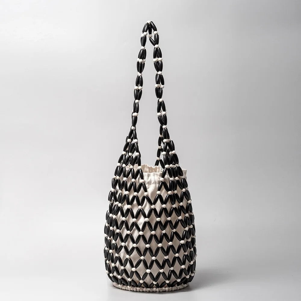 Solara Beaded Tote Bag - Monochrome