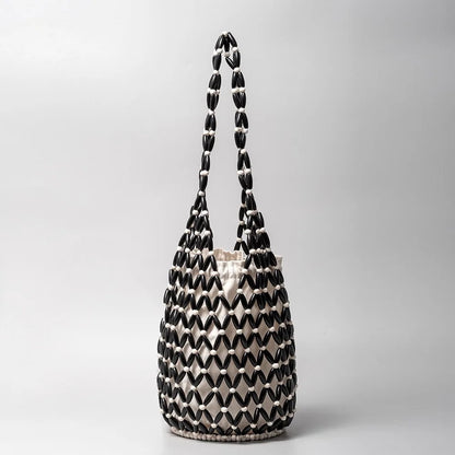Solara Beaded Tote Bag - Monochrome