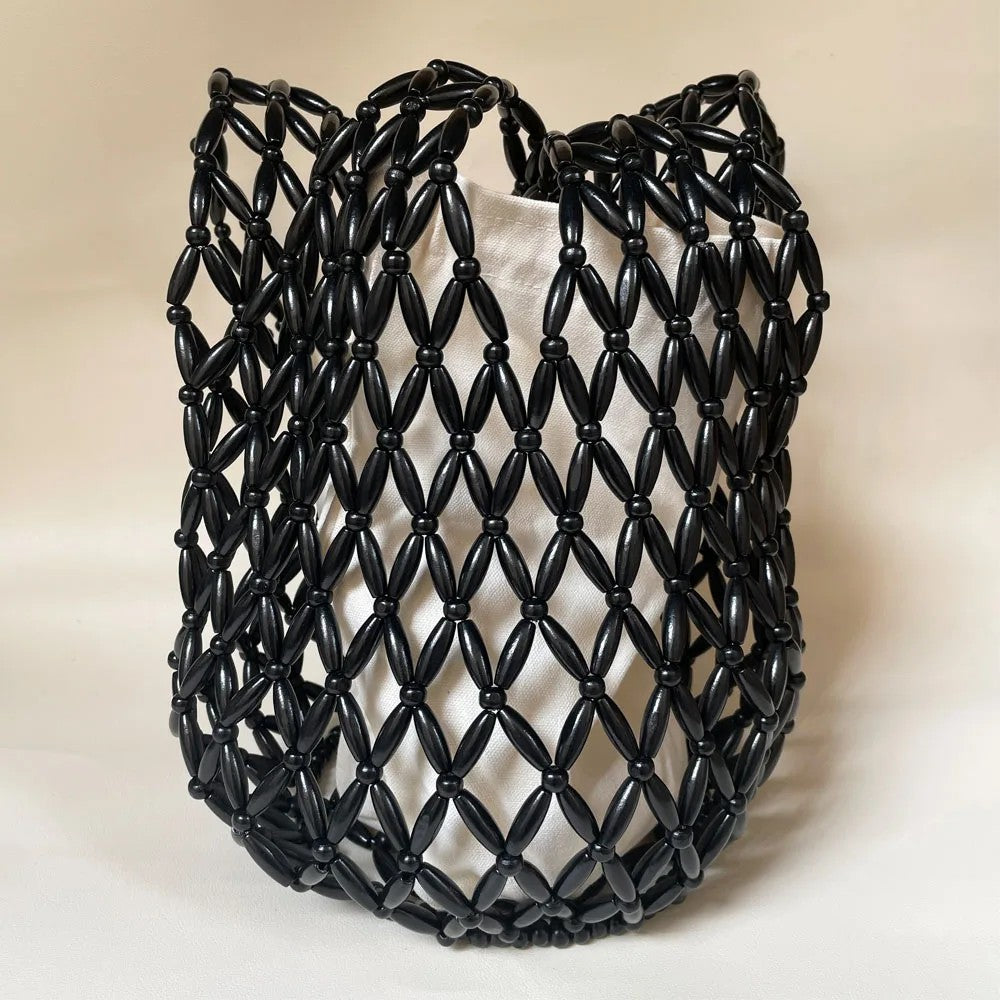 Solara Beaded Tote Bag - Onyx